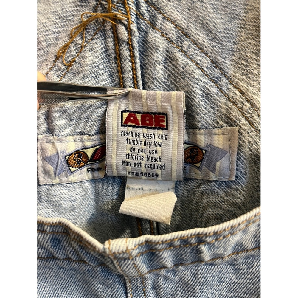 ABE Jeans Denim Shortalls Unisex Small Light Wash Vintage 90s Made in USA 4392 - Picture 9 of 13